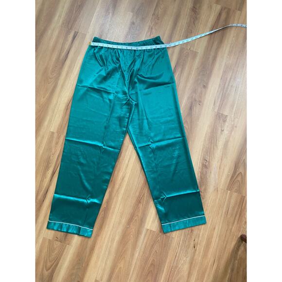 Ekouaer Women’s Size Small Pajama Set button down Christmas Green w/White Trim - Picture 3 of 7